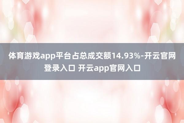 体育游戏app平台占总成交额14.93%-开云官网登录入口 开云app官网入口