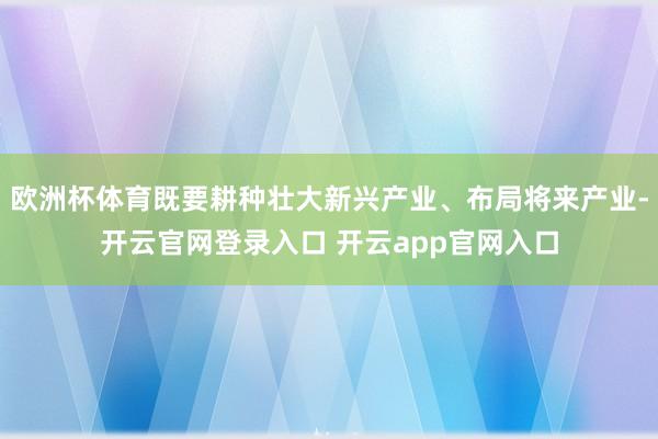 欧洲杯体育既要耕种壮大新兴产业、布局将来产业-开云官网登录入口 开云app官网入口